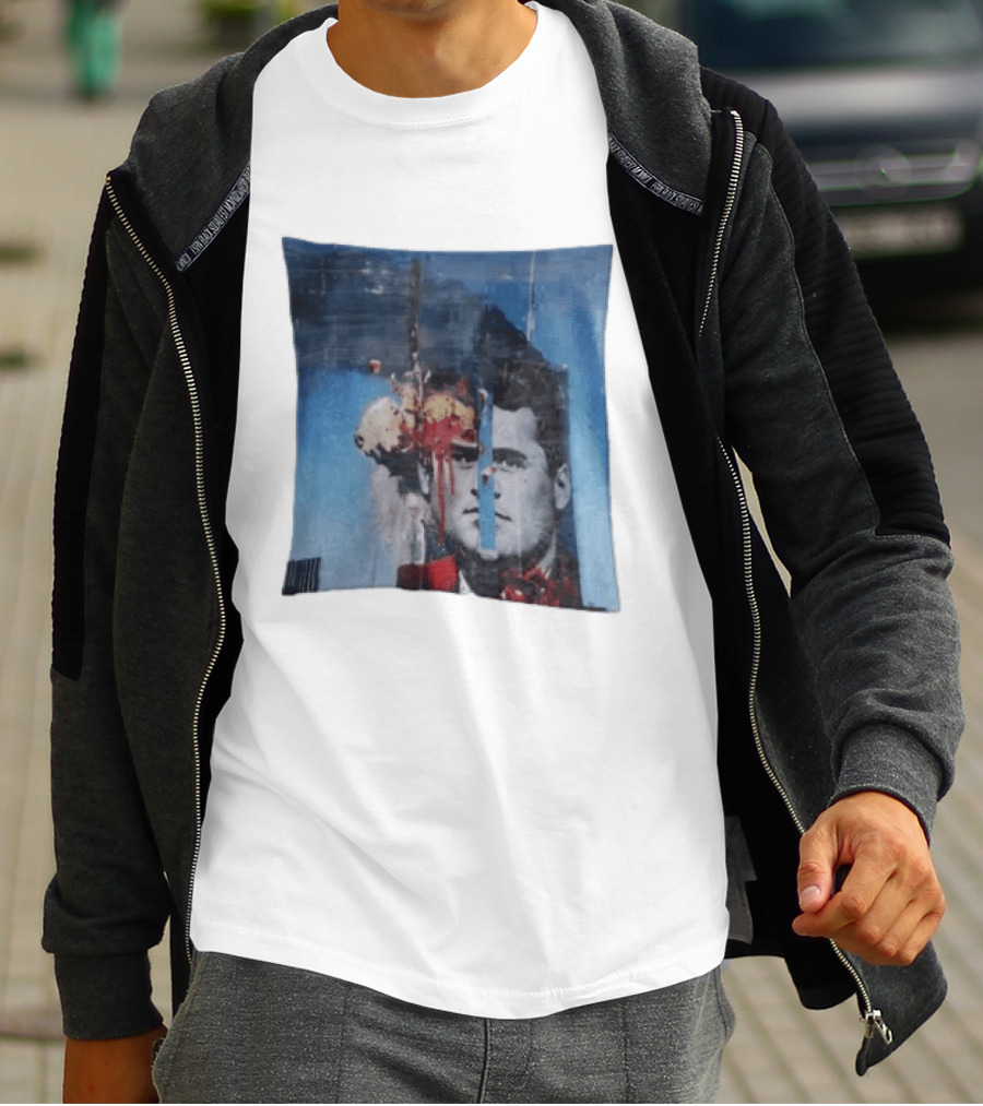 Explosion Face Collage Tower Crew Neck Short Sleeve T-Shirt