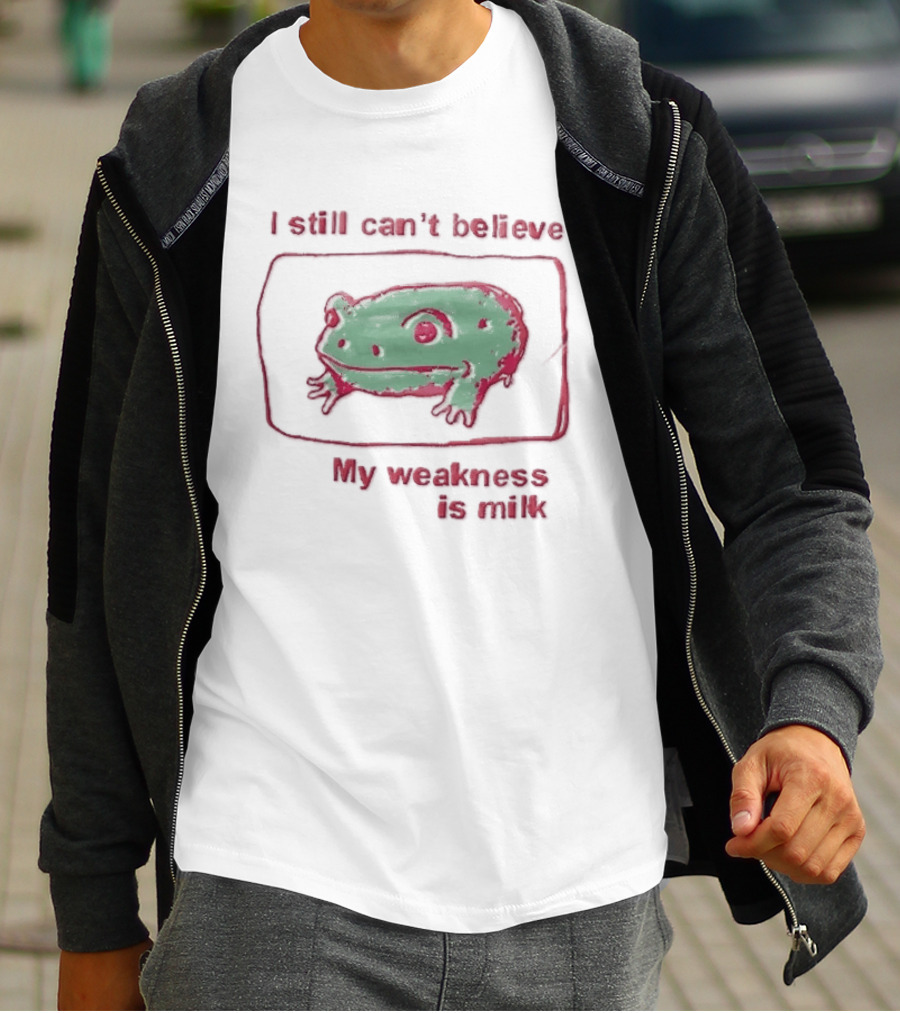 I Still Cant Believe My Weakness Is Milk Green Frog Pink Box T-Shirt