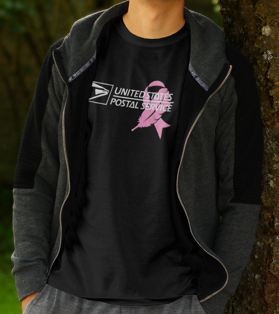 United States Postal Service Pink Breast Cancer Awareness Feather Ribbon T-Shirt