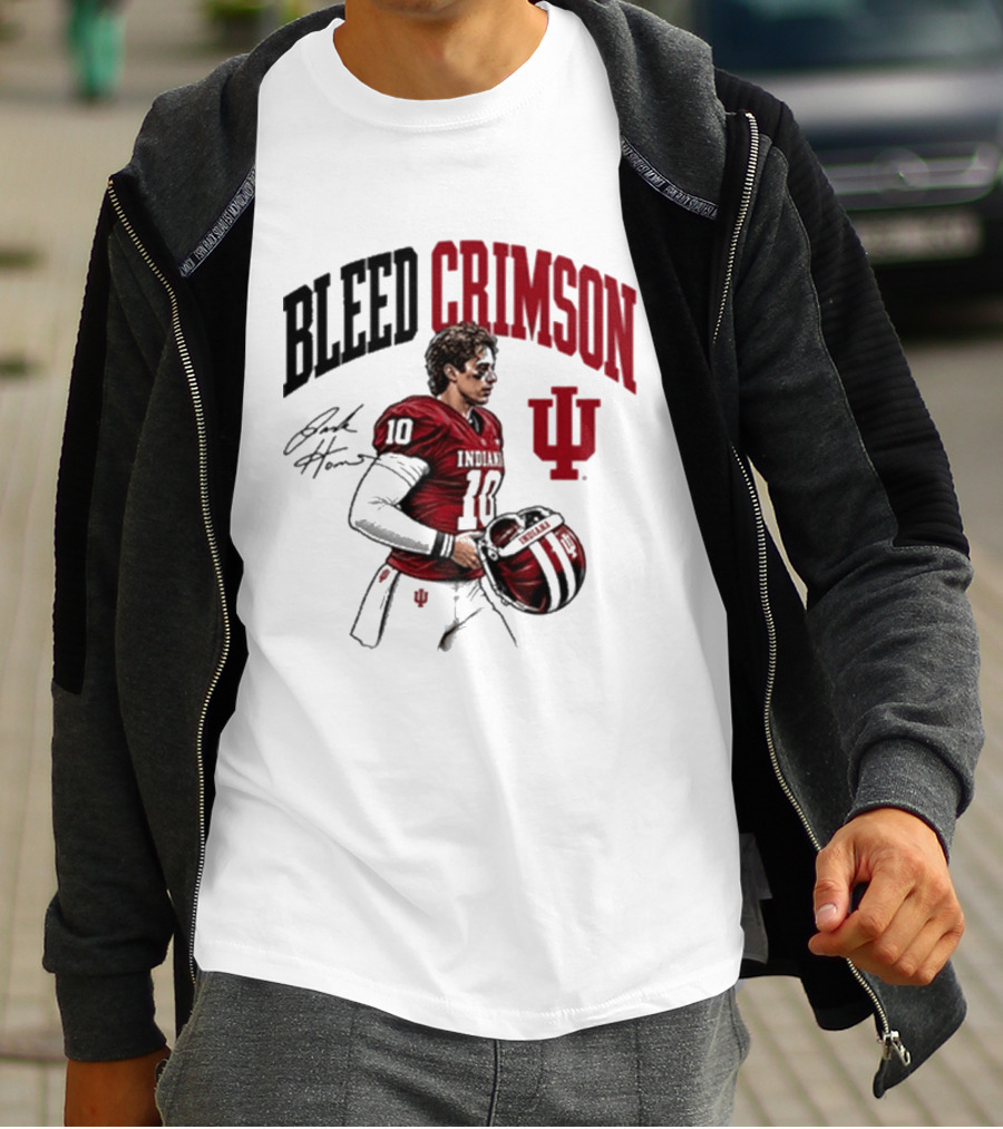 Bleed Crimson IU Football Number 10 Player Signature T-Shirt