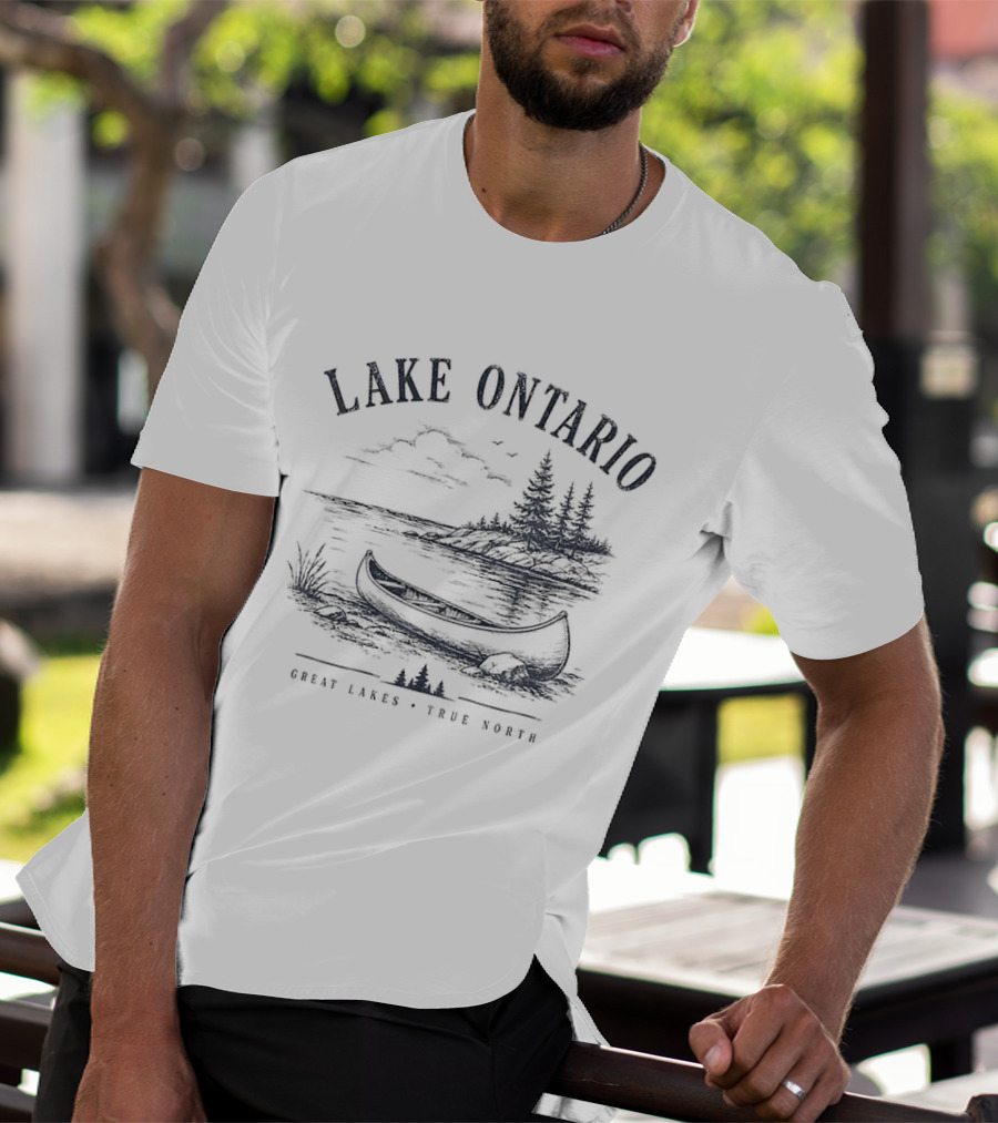 Lake Ontario Great Lakes True North Scenic Canoe And Pines T-Shirt