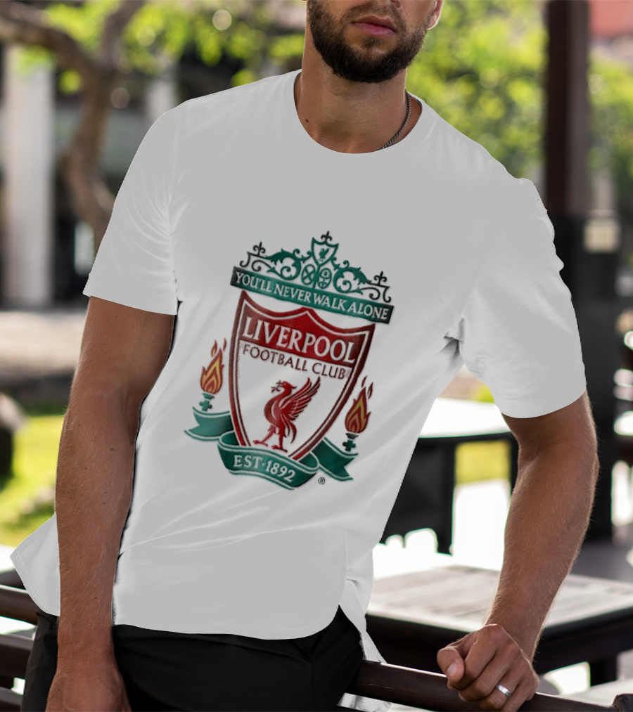 Liverpool Football Club You'll Never Walk Alone Shankly Gates Est 1892 Crest Shield Flames T-Shirt