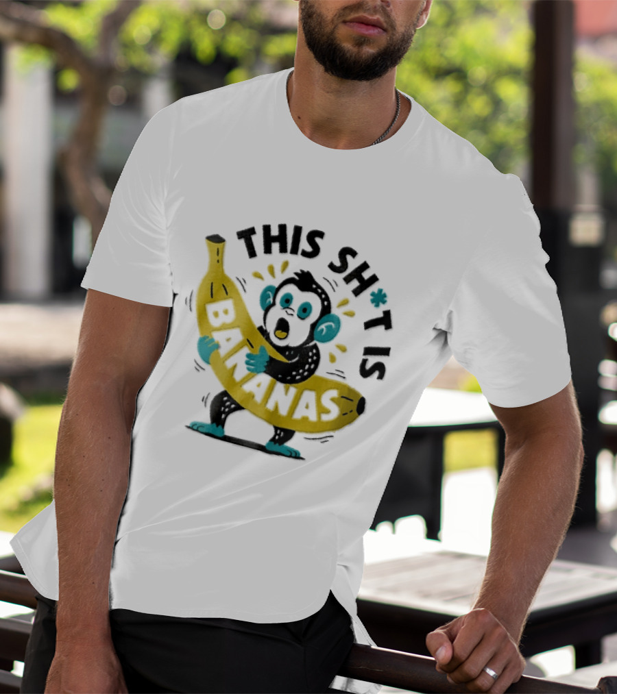 This Shit Is Bananas Surprised Monkey Holding Giant Fruit T-Shirt