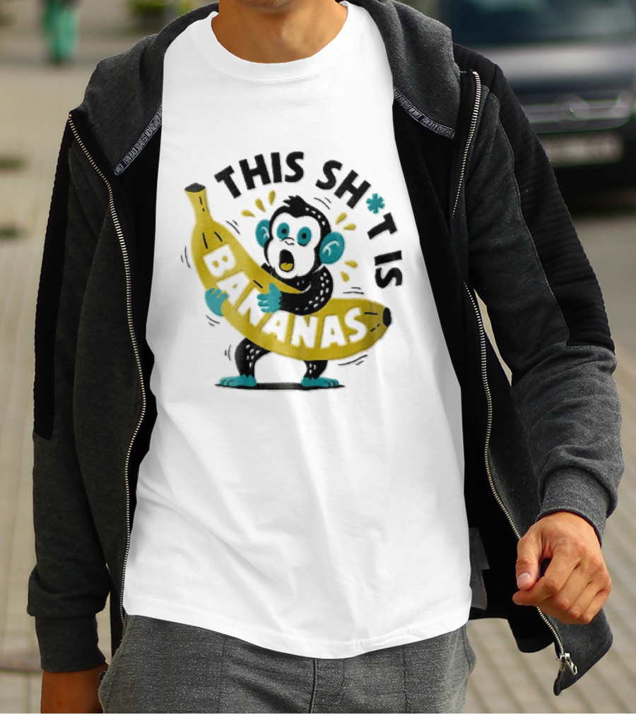 This Shit Is Bananas Surprised Monkey Holding Giant Fruit T-Shirt