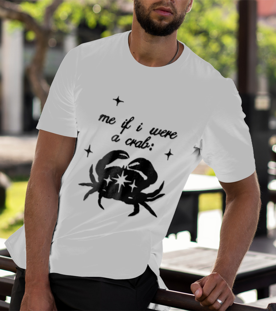 Me If I Were A Crab Crustacean Sparkles Silhouette Four Point Stars T-Shirt
