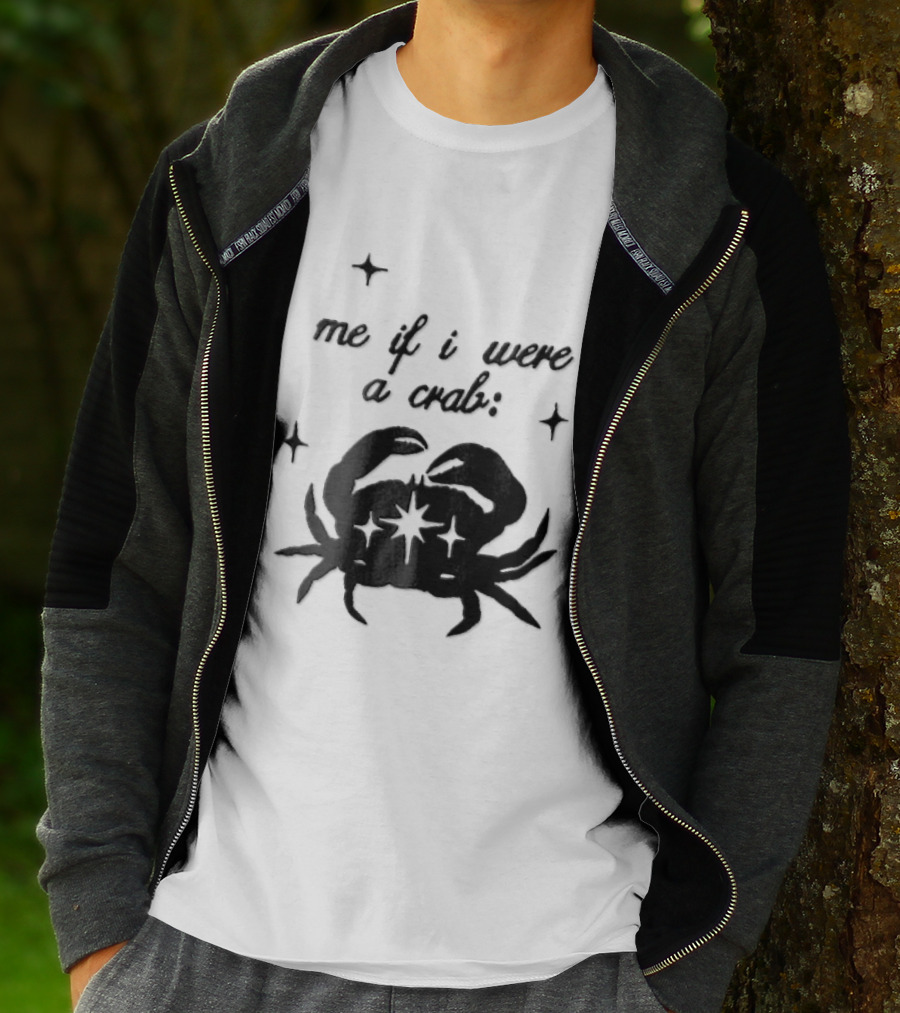 Me If I Were A Crab Crustacean Sparkles Silhouette Four Point Stars T-Shirt