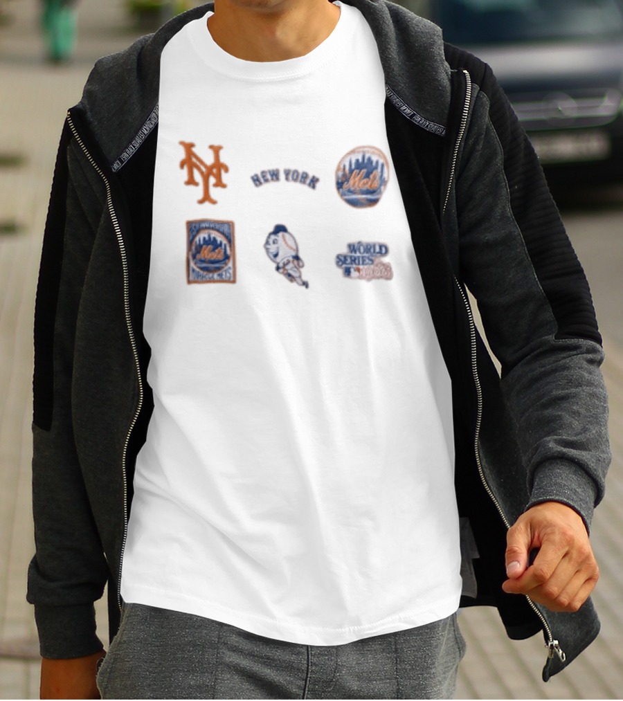 New York Mets 25th Anniversary 1986 World Series Logos T-Shirt