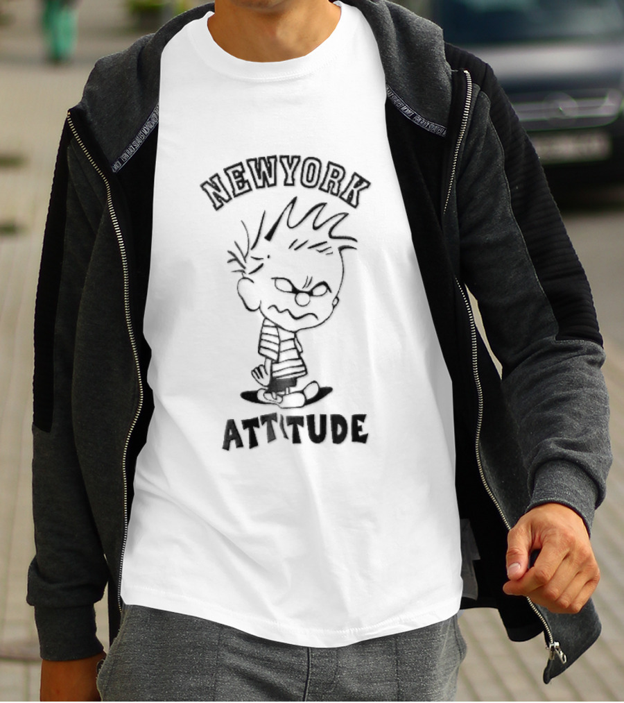 Newyork Attitude Bootleg Angry Spiky Hair Cartoon Boy T-Shirt