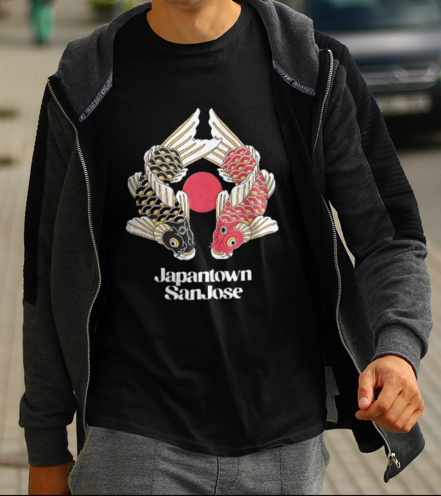 Japantown San Jose Two Koi Fish Red Sun T-Shirt