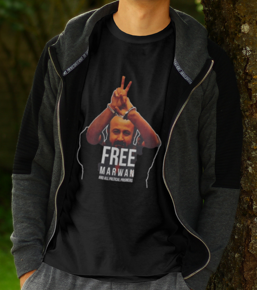Free Marwan Barghouti And All Political Prisoners Handcuffed Peace Sign T-Shirt