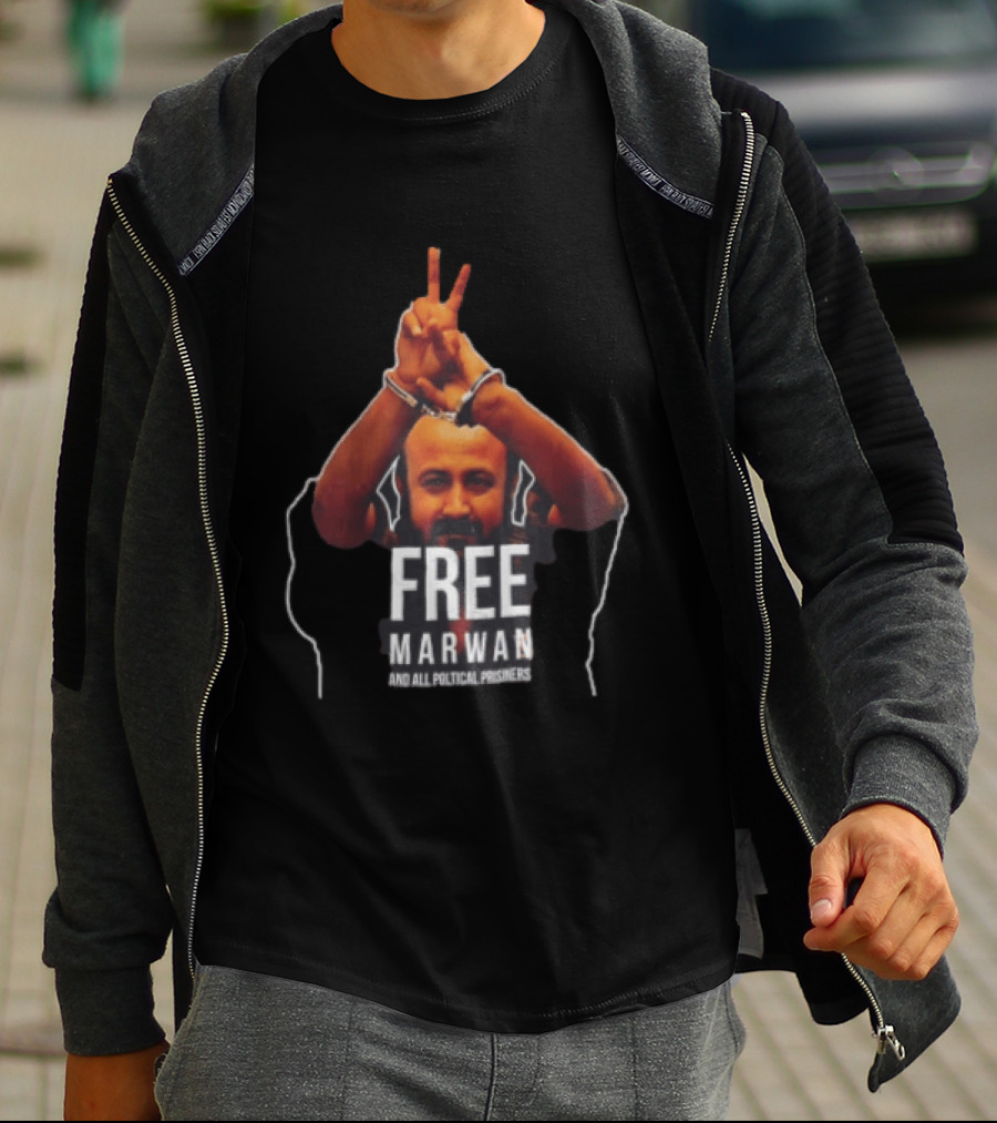 Free Marwan Barghouti And All Political Prisoners Handcuffed Peace Sign T-Shirt