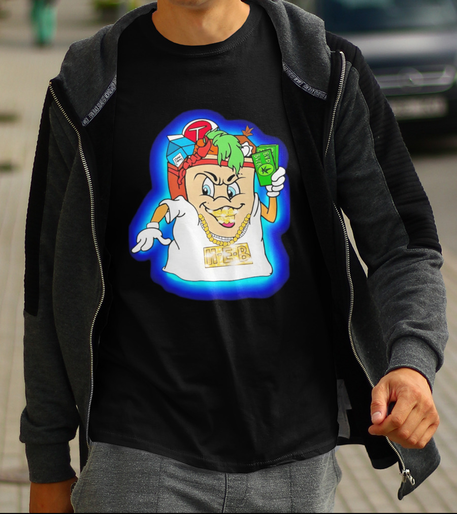 H E Buddy Bud Bucks Character Holding Bud Buck Bills And Wearing Gold Chain With Bling H E B T-Shirt