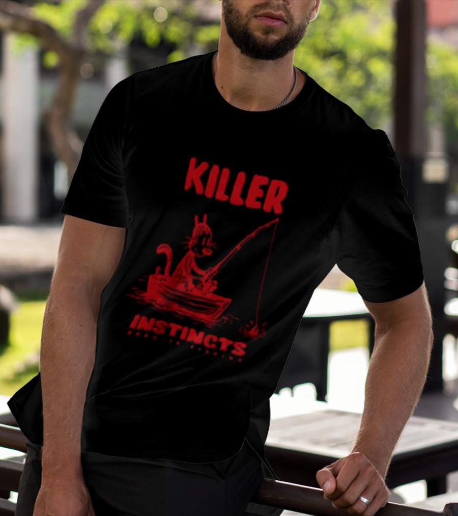 Killer Instincts Fishing Cat In A Boat T-Shirt