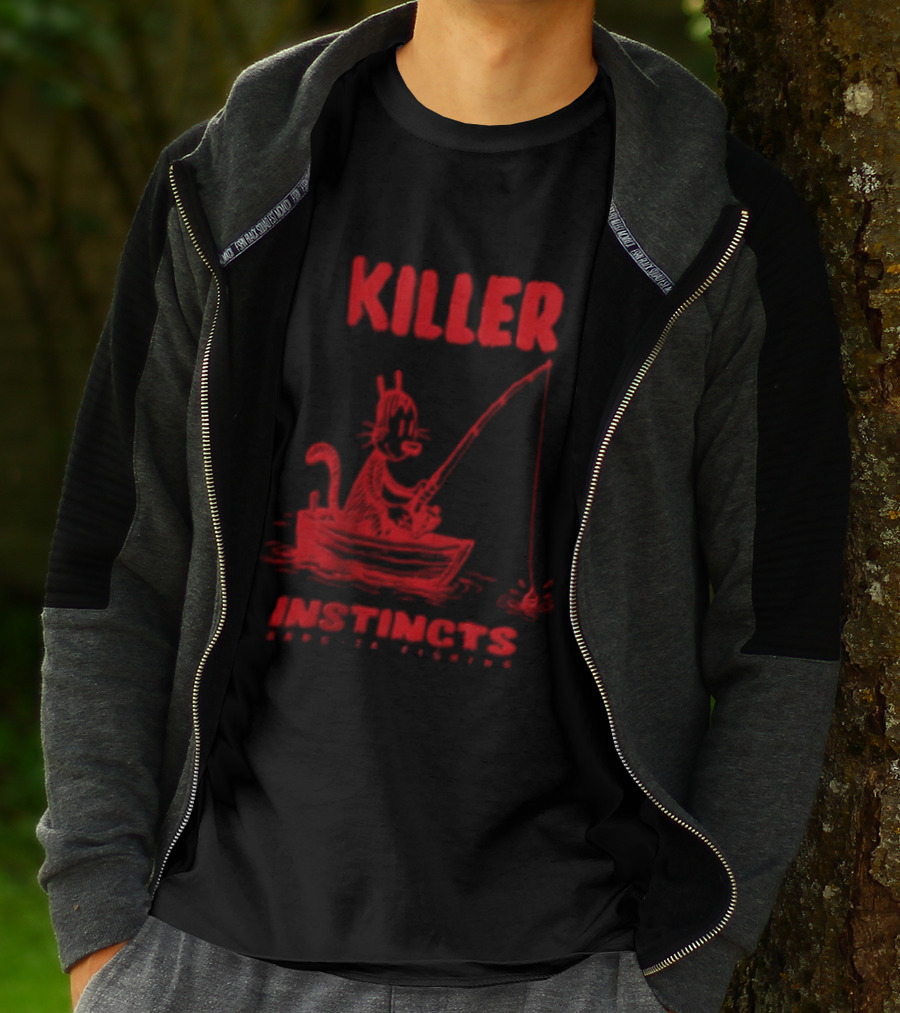 Killer Instincts Fishing Cat In A Boat T-Shirt