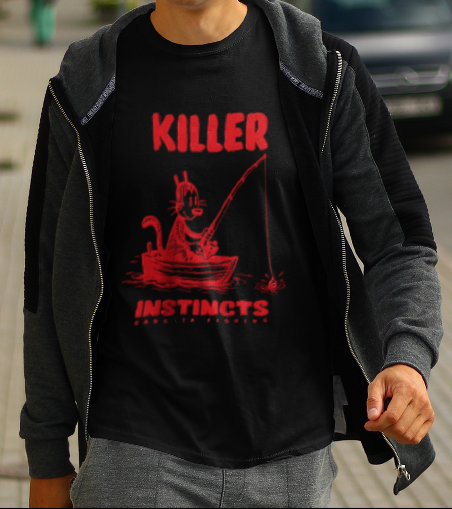 Killer Instincts Fishing Cat In A Boat T-Shirt