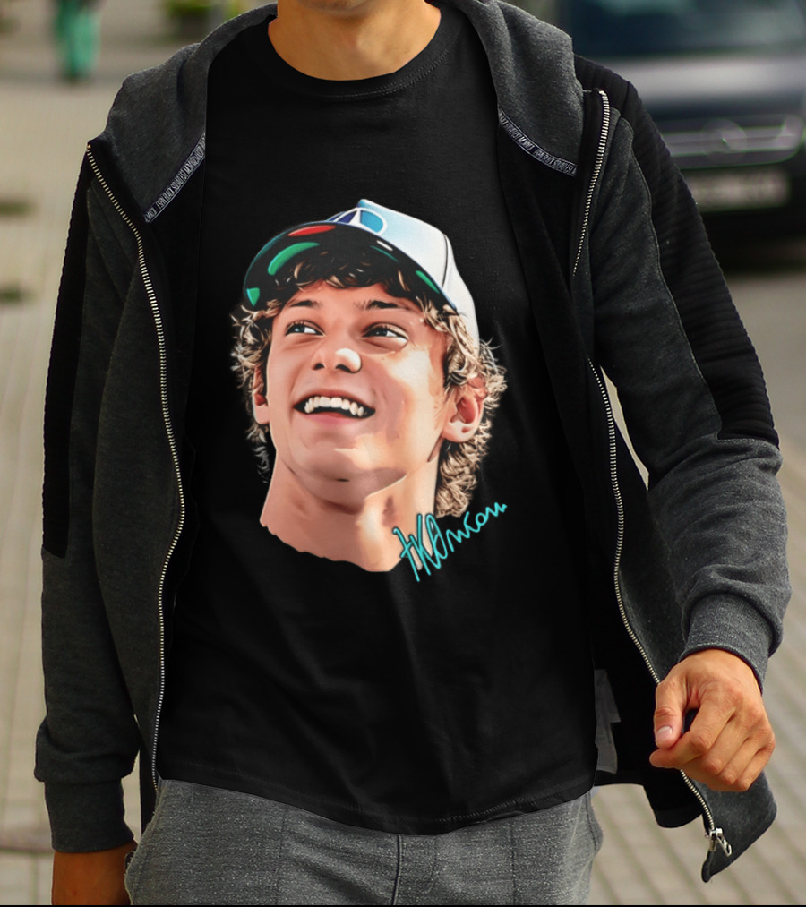 Kimi Antonelli F1 Team Smiley Big Head Signature Cap Racing T-Shirt