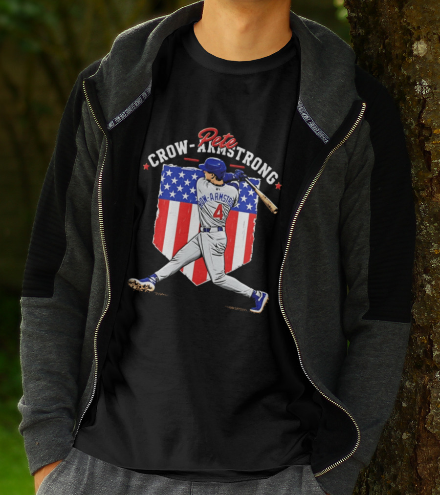 Pete Crow Armstrong Chicago Cubs Baseball 4 American Flag 2026 T-Shirt