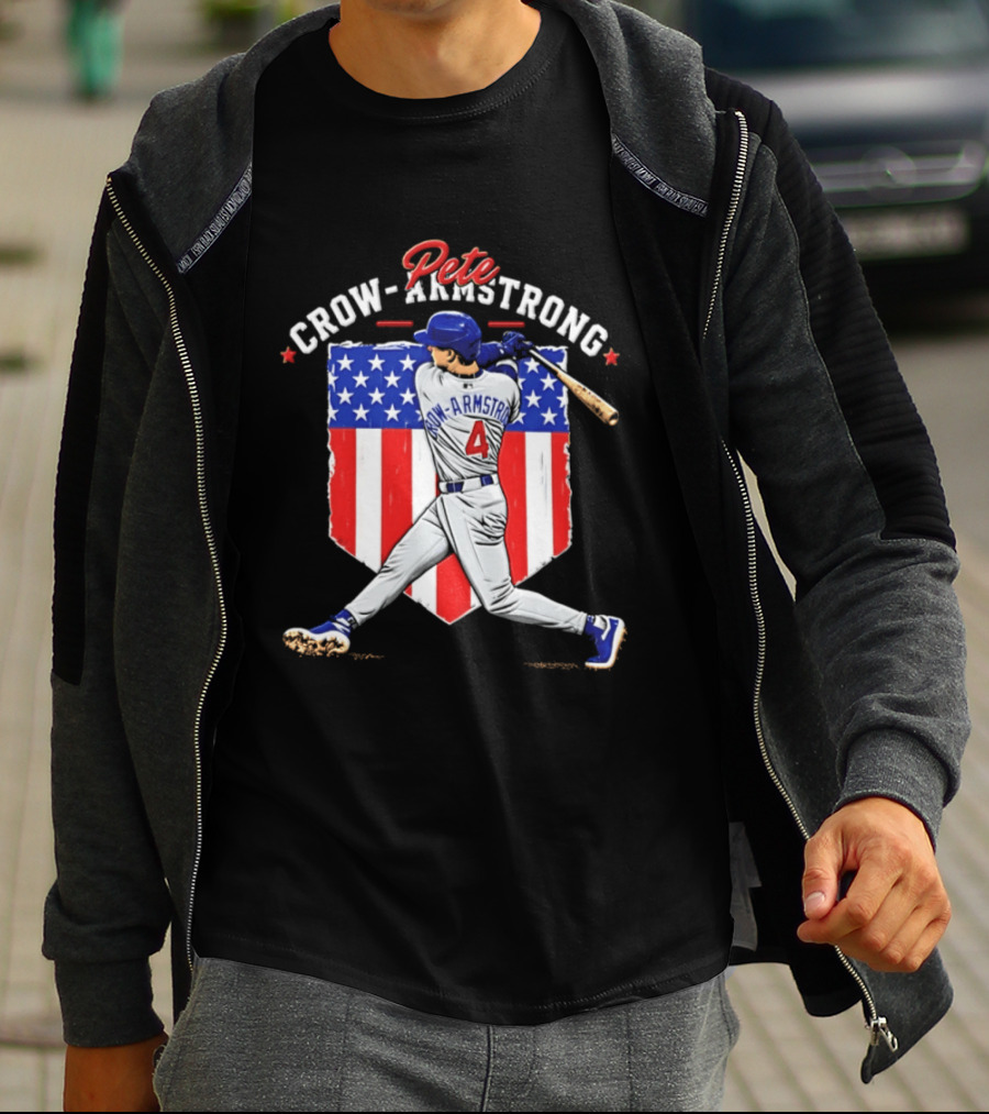 Pete Crow Armstrong Chicago Cubs Baseball 4 American Flag 2026 T-Shirt