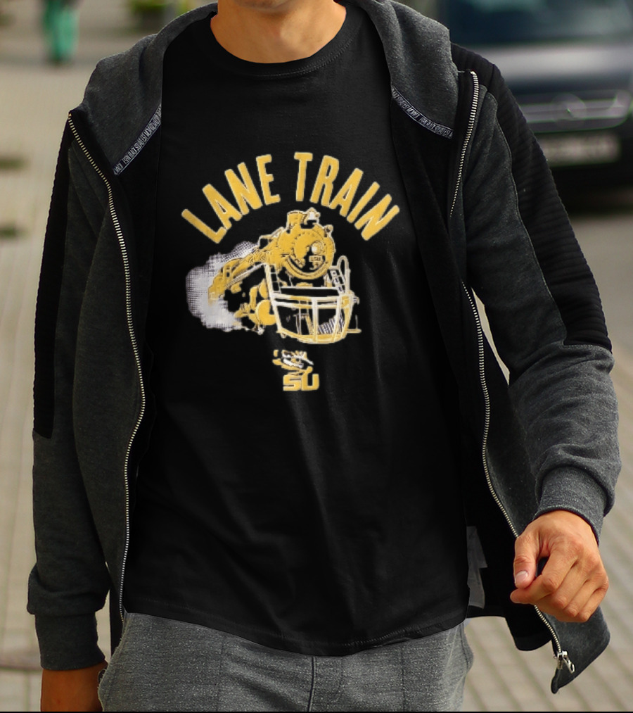 Lane Train Yellow Steam Lsu Tigers NCAA Locomotive Helmet Smoke T-Shirt