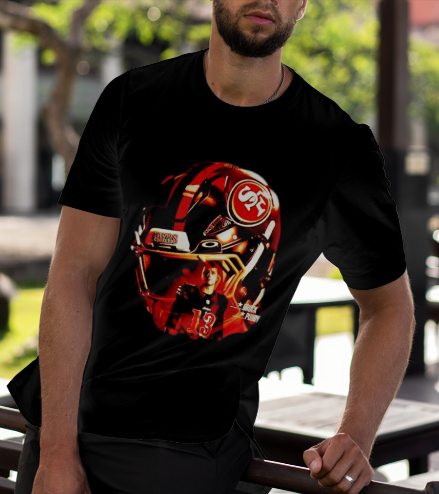 San Francisco 49ers Brock Purdy 13 Football Helmet NFL Night T-Shirt