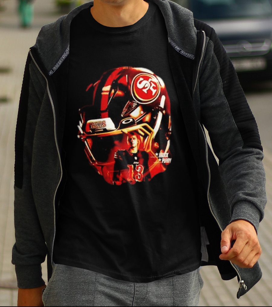 San Francisco 49ers Brock Purdy 13 Football Helmet NFL Night T-Shirt