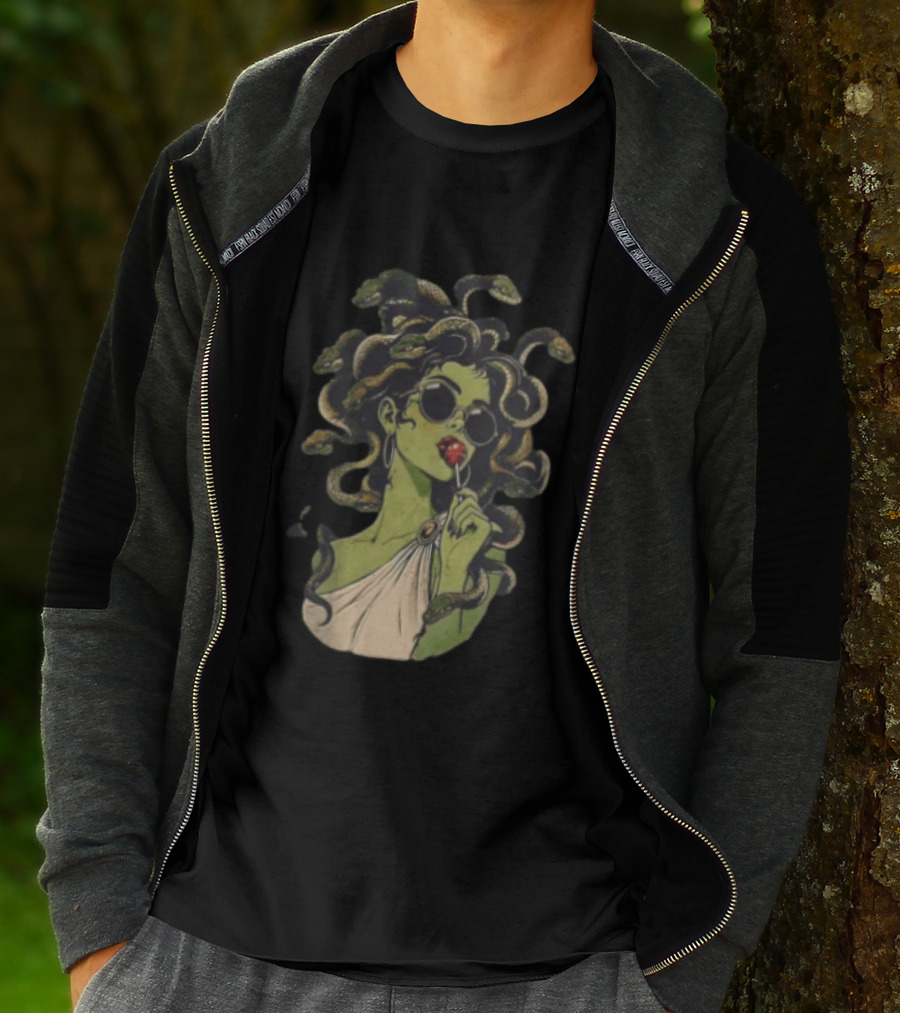 Vintage Medusa With Sunglasses And Lollipop T-Shirt