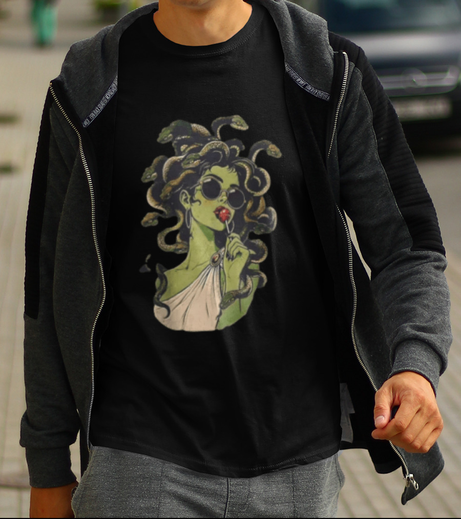 Vintage Medusa With Sunglasses And Lollipop T-Shirt