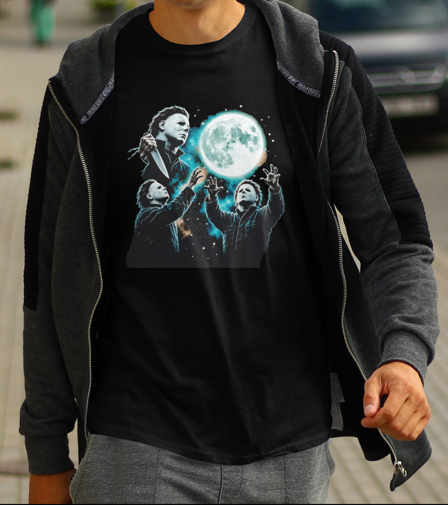 Michael Myers Halloween Moon Knife Scene T-Shirt