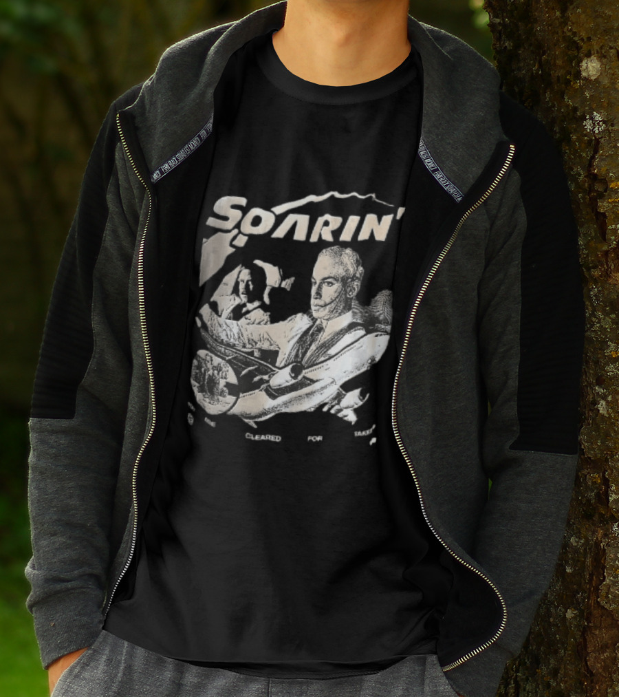 Soarin You Are Cleared For Takeoff Pilots Airplane Cockpit Halftone T-Shirt