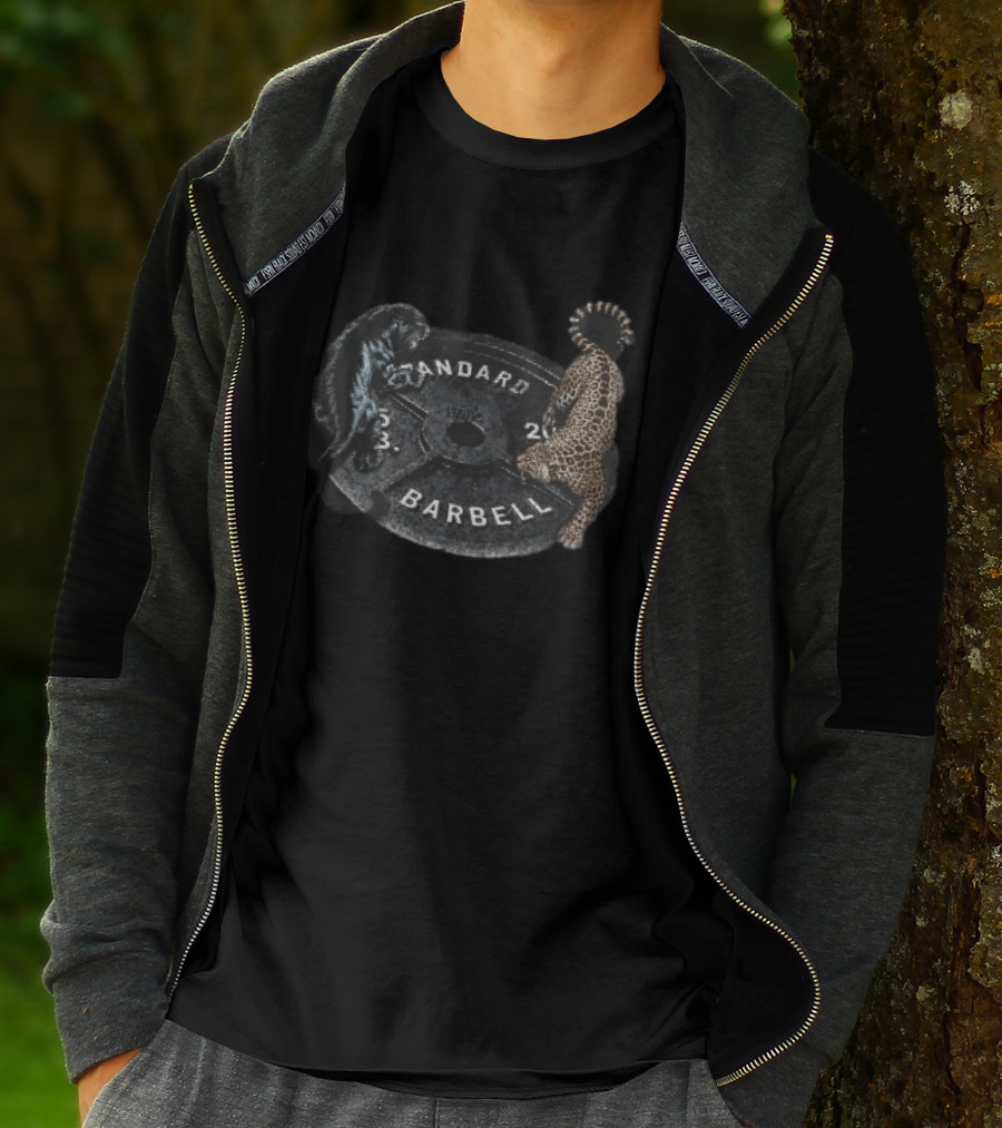 Standard Barbell 45 LB Black Panther Leopard Crawling Weight Plate T-Shirt