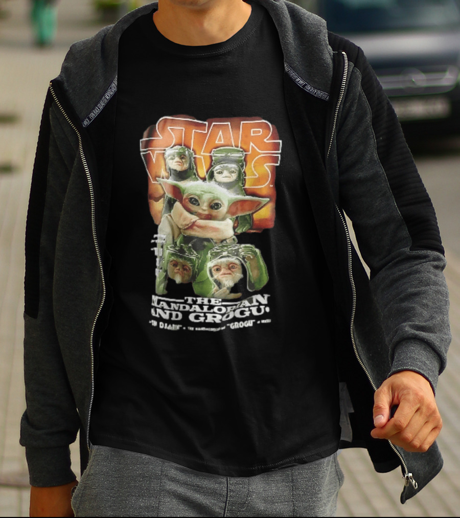Star Wars The Mandalorian Grogu Din Djarin Anzellan Droidsmiths Collage This Is Way T-Shirt
