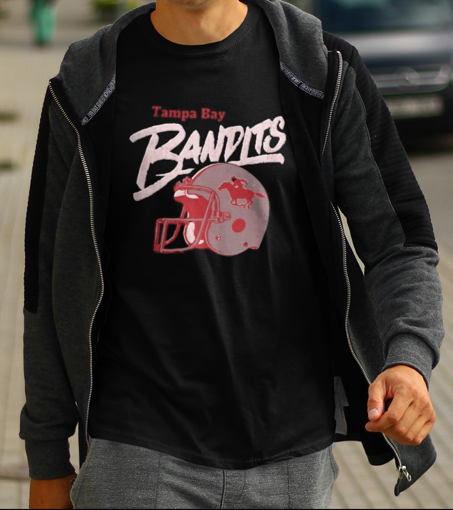Tampa Bay Bandits Football Helmet Horseback Rider Distressed T-Shirt