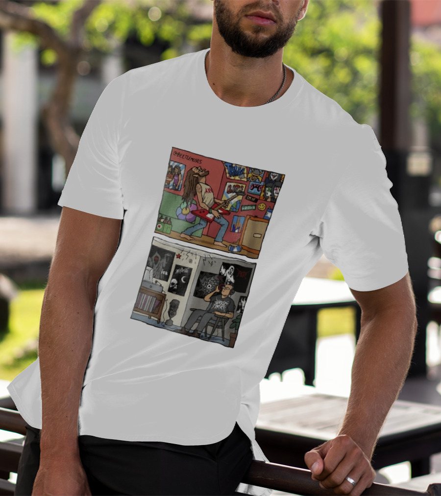 Beetlemoses Comic Heavy Metal Guitarist Listening S Room T-Shirt