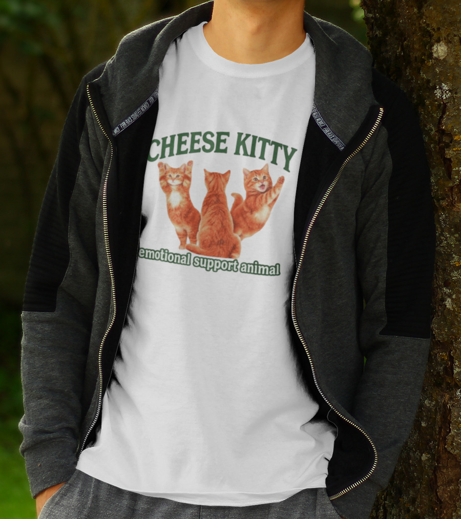 Cheese Kitty Emotional Support Animal Cats T-Shirt