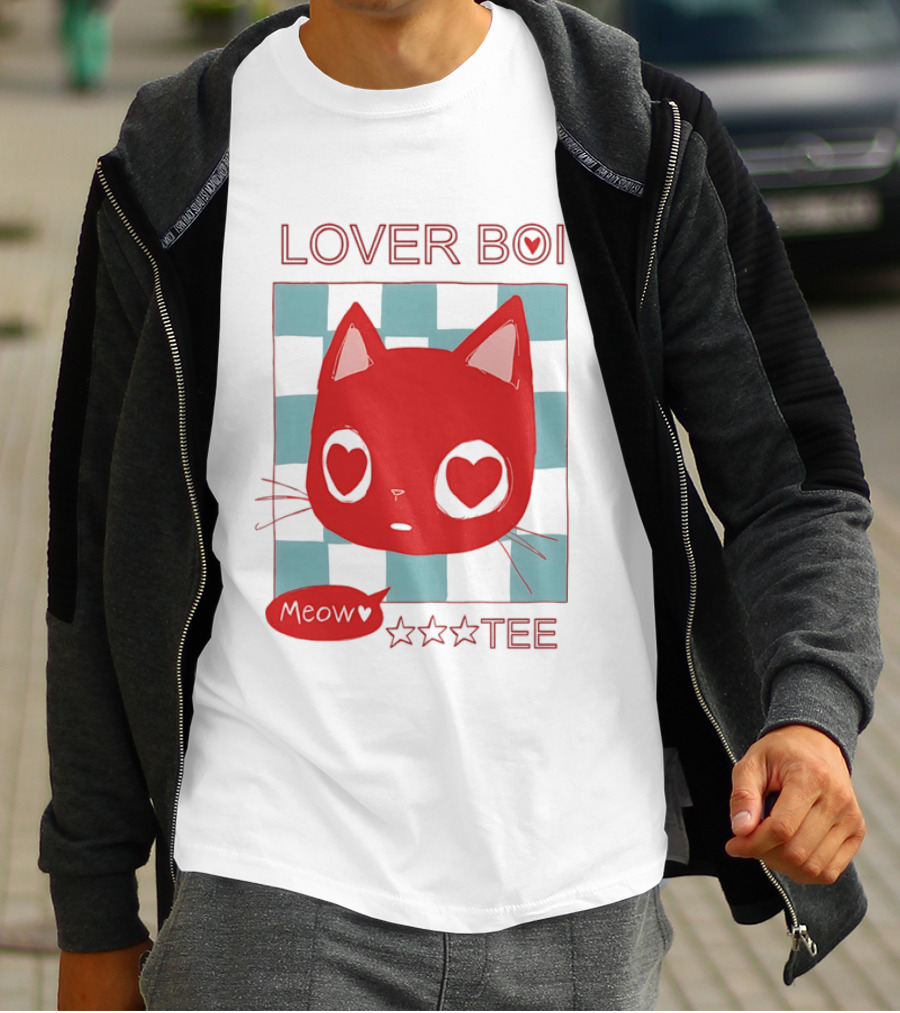 Lover Boi Meow Red Cat Star T-Shirt
