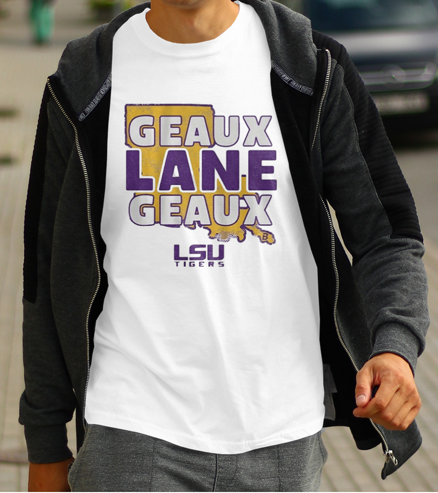 LSU Tigers Geaux Lane Geaux Football Louisiana Map T-Shirt