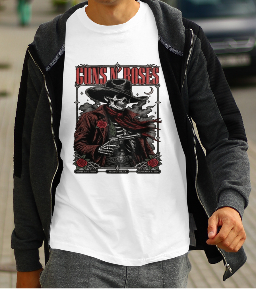 Guns N' Roses Skeleton Cowboy Globe Life Field Arlington TX September 9 2026 T-Shirt