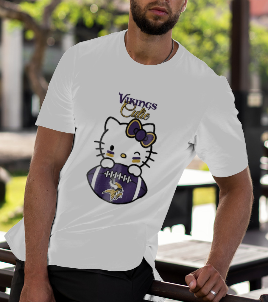 Vikings Cutie Cartoon Cat Bow Minnesota Football T-Shirt