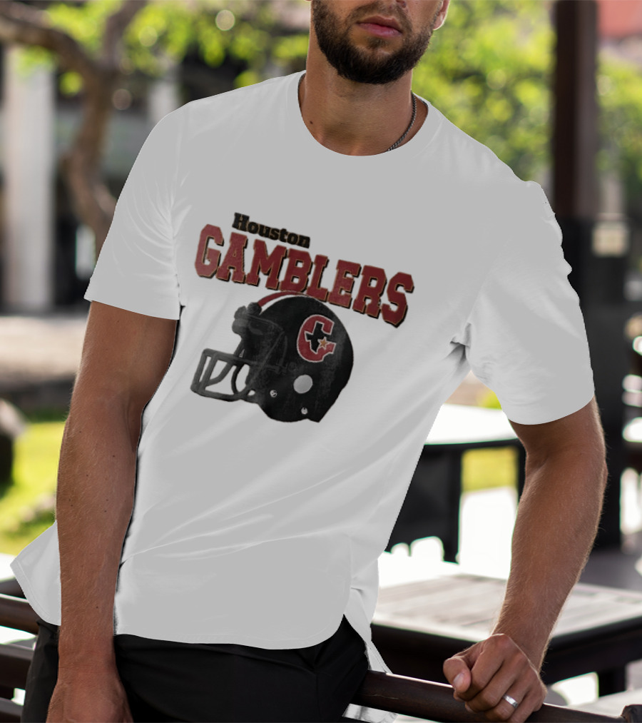 Houston Gamblers Distressed Football Helmet T-Shirt