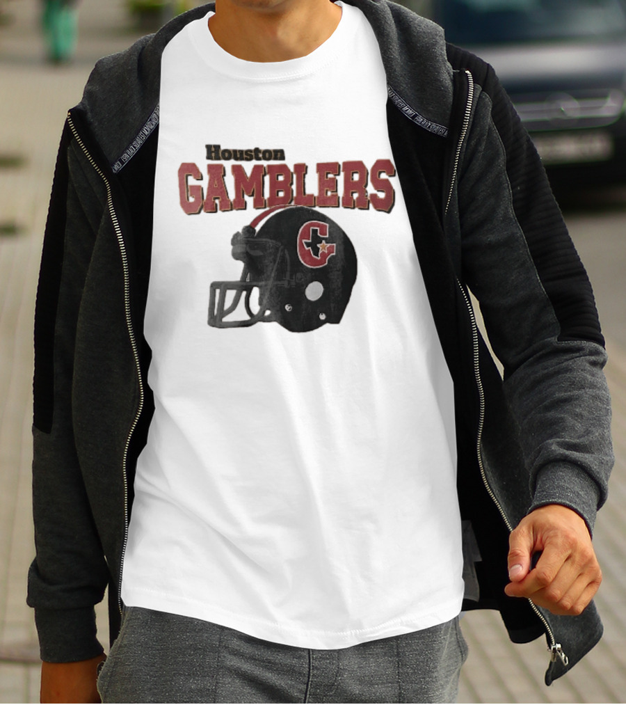 Houston Gamblers Distressed Football Helmet T-Shirt