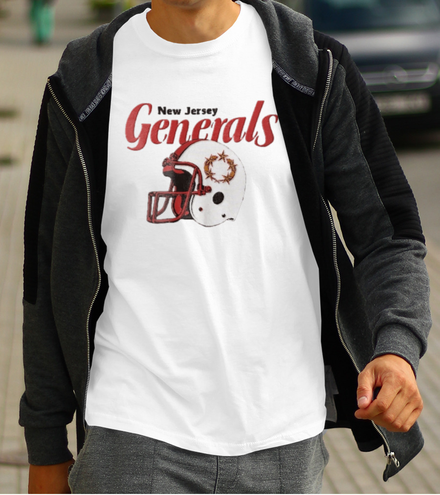 New Jersey Generals Distressed Helmet Five Stars T-Shirt