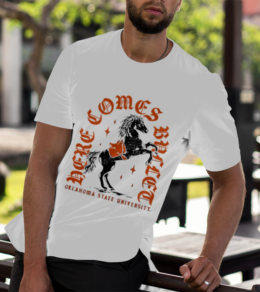Oklahoma State University Here Comes Bullet Horse Riding Spirit T-Shirt
