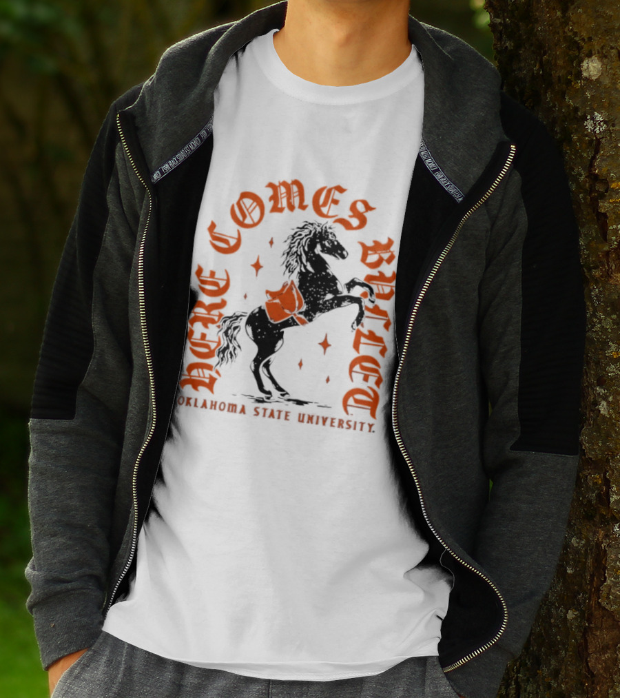 Oklahoma State University Here Comes Bullet Horse Riding Spirit T-Shirt