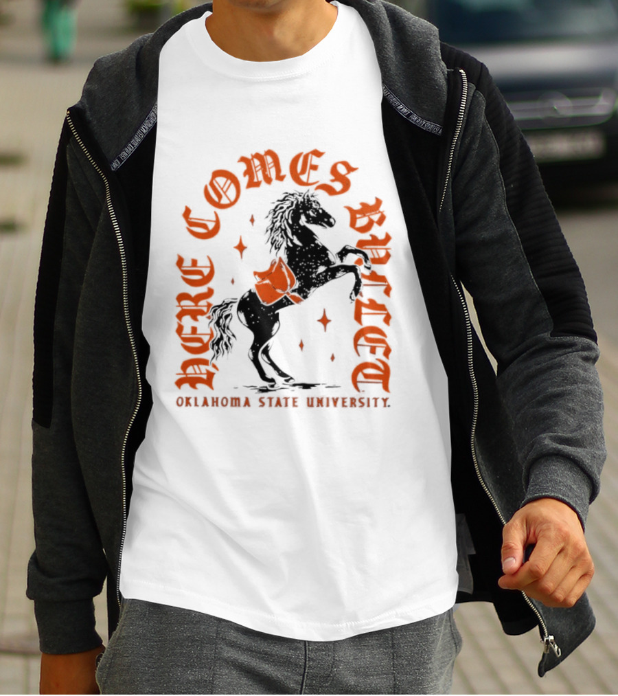 Oklahoma State University Here Comes Bullet Horse Riding Spirit T-Shirt