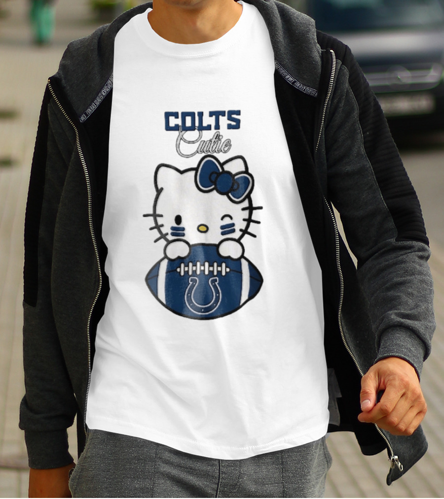 Indianapolis Colts Cutie Cartoon Cat Football Bow T-Shirt