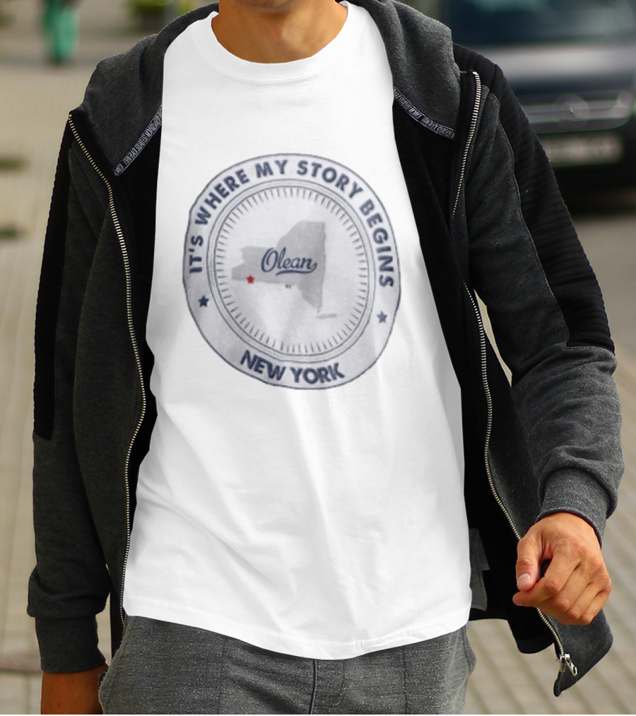 It's Where My Story Begins Olean New York State Map T-Shirt