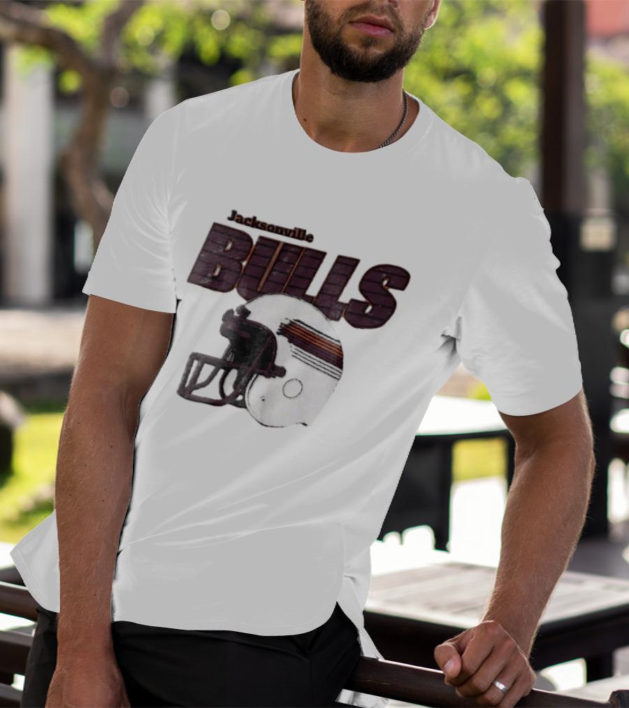 Jacksonville Bulls USFL Distressed Football Helmet T-Shirt