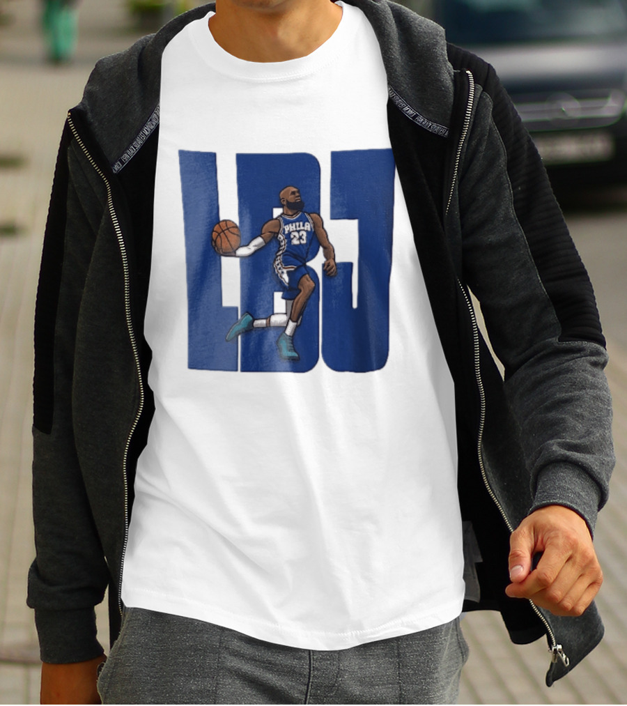 Philadelphia 76ers Phila 23 Cartoon Caricature Basketball Player Dribbling Lbj T-Shirt