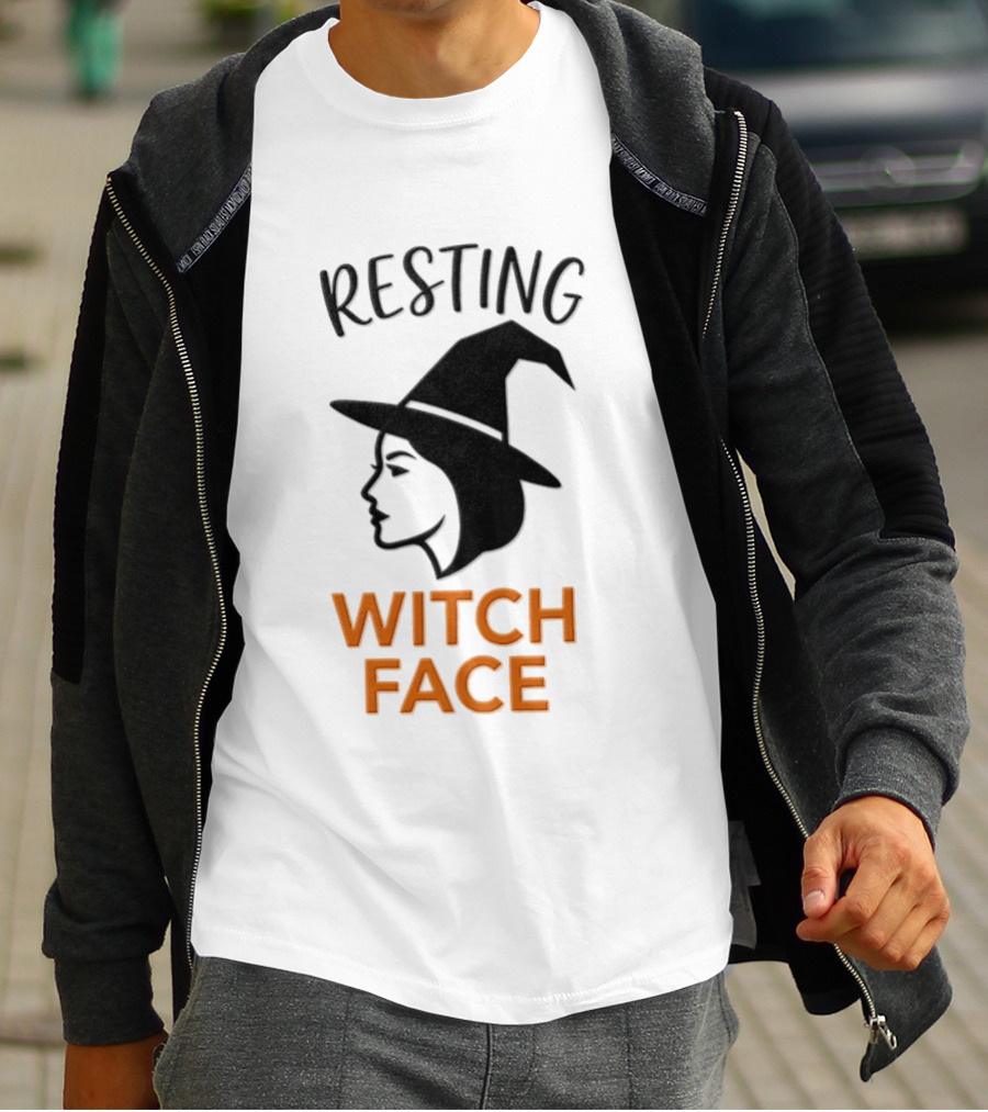 Resting Witch Face Halloween Witch Hat T-Shirt