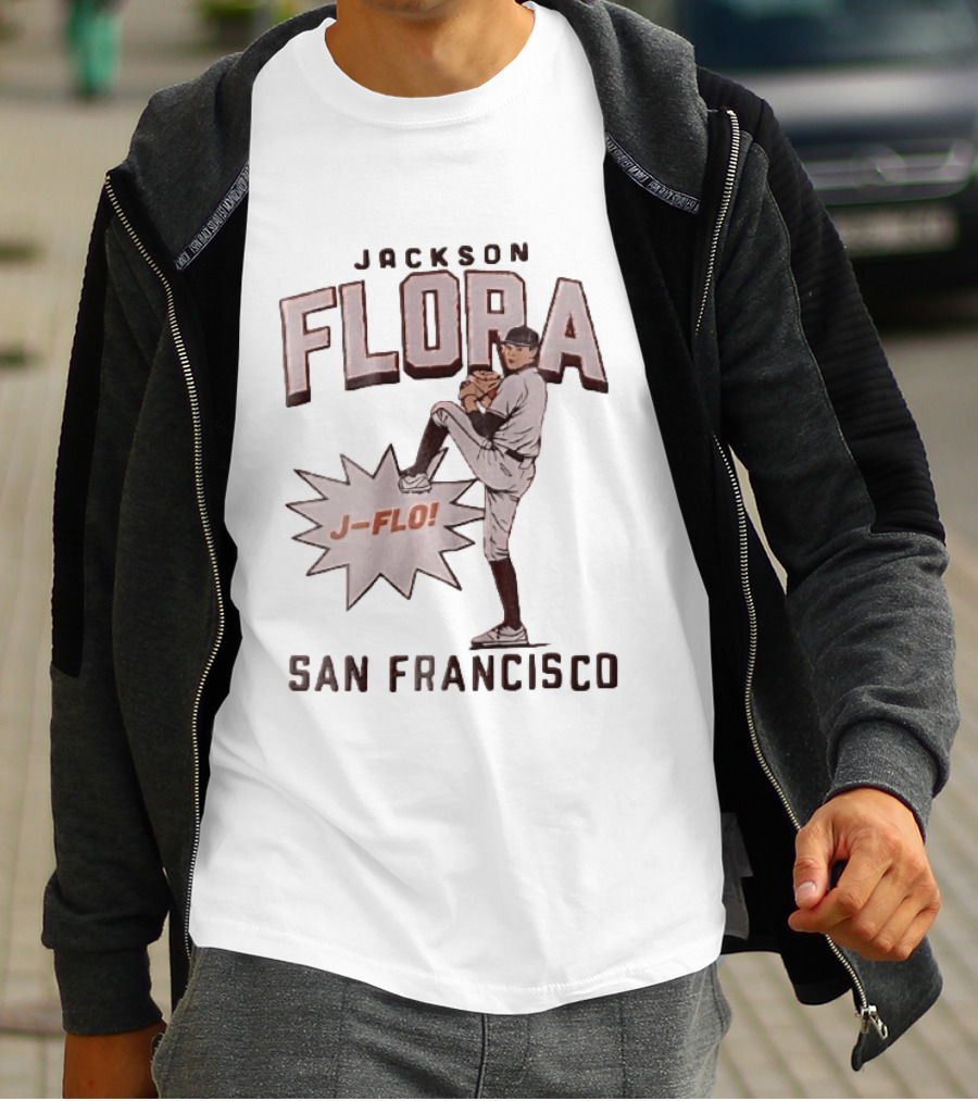 Jackson Flora J Flo Baseball Pitcher San Francisco Starburst T-Shirt